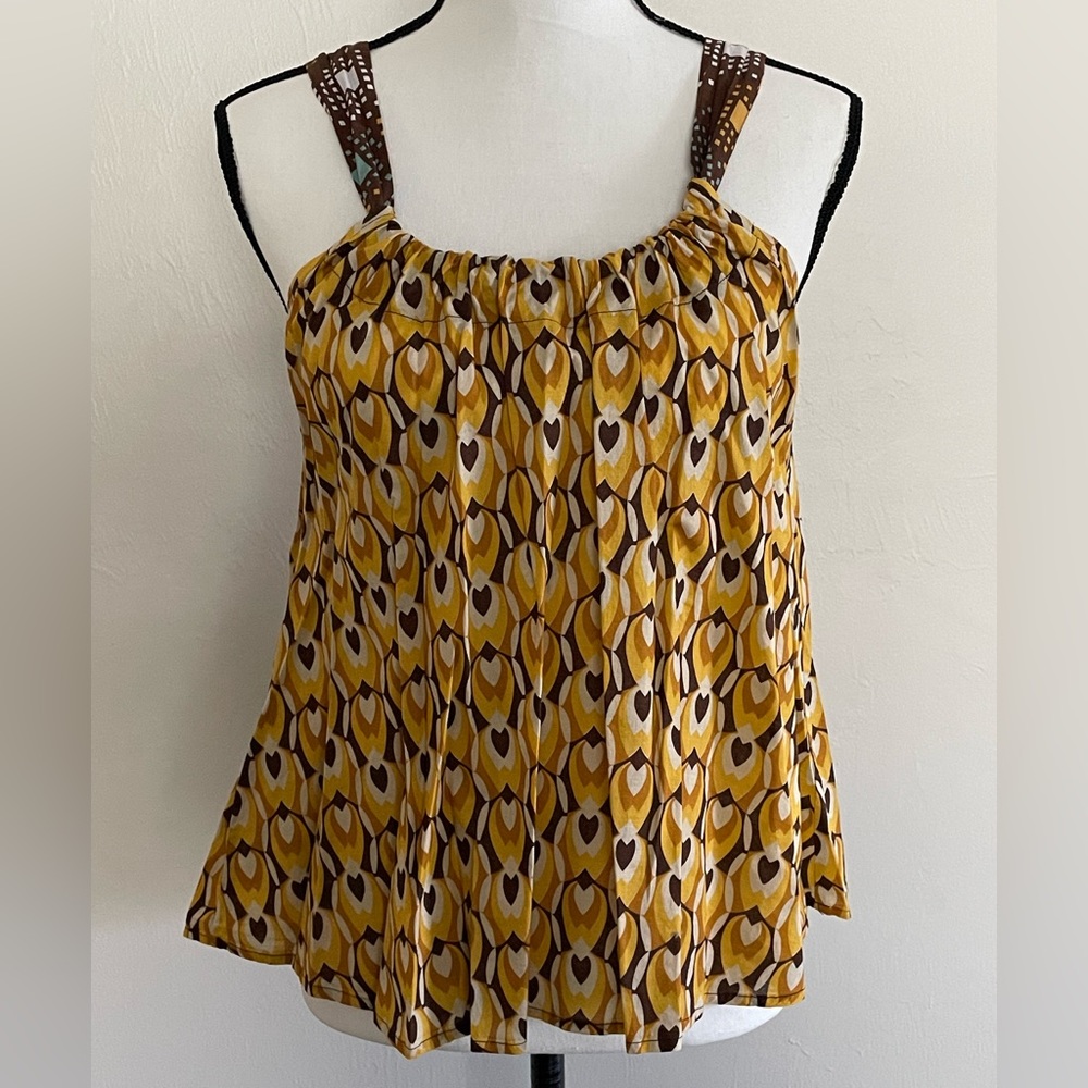 Fire Los Angeles Vintage Inspired Printed Top in Earthy Yellows & Browns